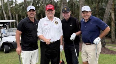 Trump sinks tidy chip shot, says 'Winning is always nice' while taking new swipe at Biden