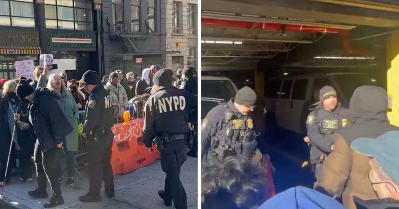 Protesters form human barricade to block ICE agents in Manhattan garage near Canal Street