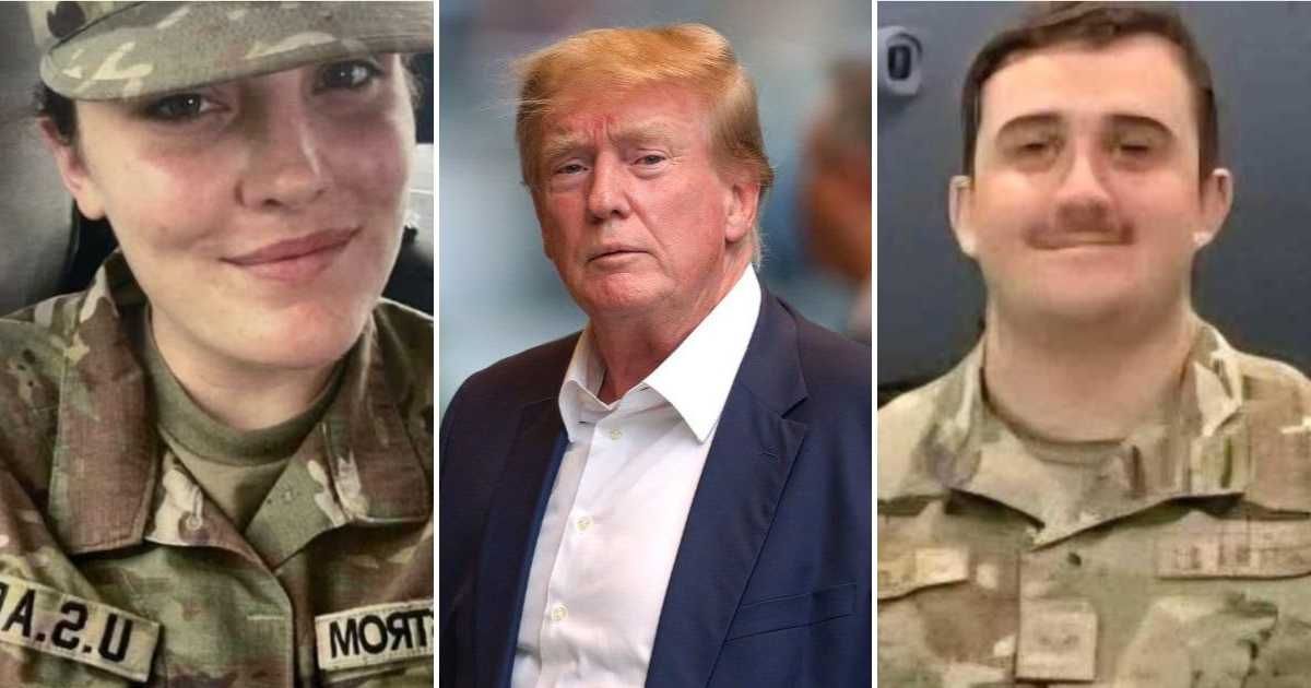Donald Trump said he has spoken with the families of Sarah Beckstrom and Andrew Wolfe (Getty Images, Screengrabs/@Bubblebathgirl, @DigitalGalX/X)