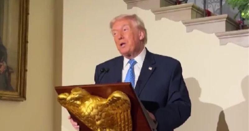 Trump ‘pays respects’ to National Guard members, addresses supporters at WH Christmas party