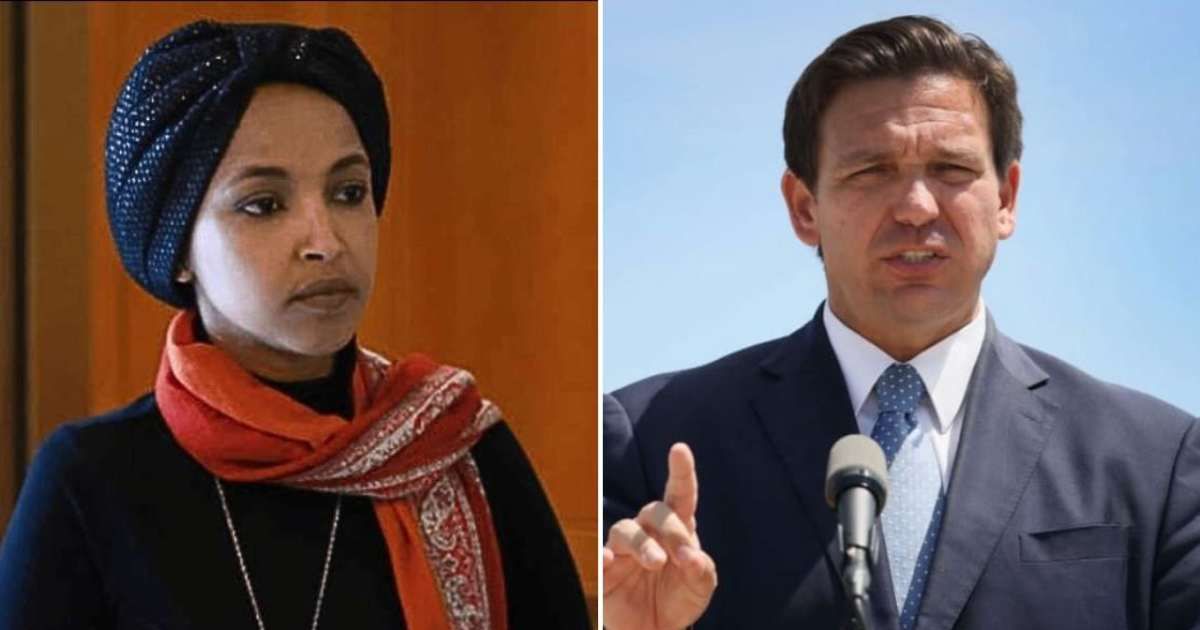 Ron DeSantis said Ilhan Omar fled a 'terrible country' but now uses American freedoms to push changes he claims make the US resemble the place she left (Getty Images)