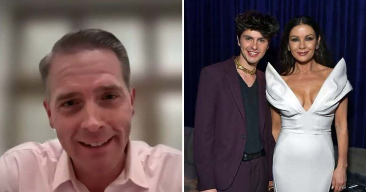 Scott Jennings said he would apologize to Hollywood star Catherine Zeta-Jones for humiliating her son on live TV (@CitizenMcCain/YouTube, Getty Images)