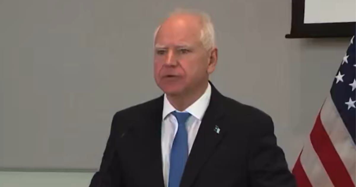 Tim Walz warned Republican rhetoric 'creates danger' saying people now drive by his home using the R-word and risking escalation (Getty Images) 