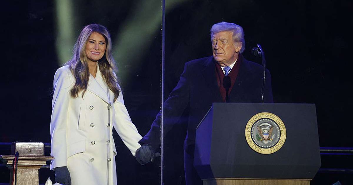 President Donald Trump and first lady Melania Trump participate in the 103rd National Christmas Tree Lighting Ceremony at the White House Ellipse on December 4, 2025, in Washington, DC (Getty Images)