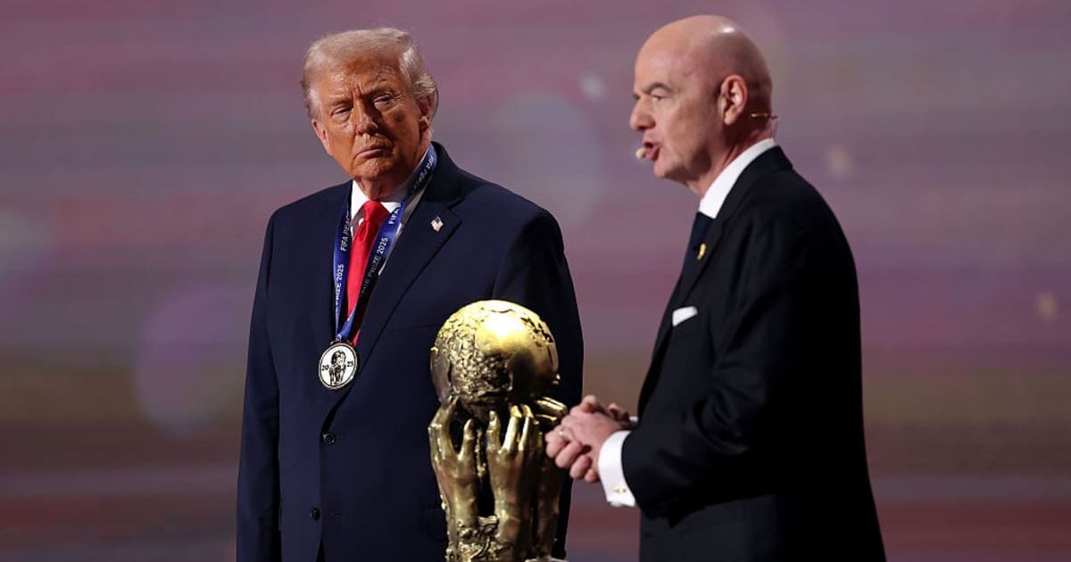 President Donald Trump accepted the inaugural FIFA Peace Prize from Gianni Infantino, claiming his presidency had made the world ‘safer’ (Patrick Smith/Getty Image)