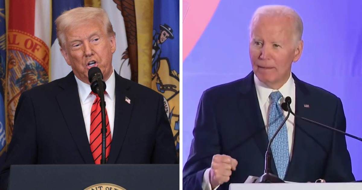 Former President Joe Biden urged LGBTQ donors, activists, and candidates to intensify the fight against what he described as President Donald Trump’s attempts to erase or warp his legacy (Screengrab/@EricLDaugh/X, Getty Images)