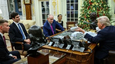 Trump shows off his toy Marine One during Bill O’Reilly’s White House visit