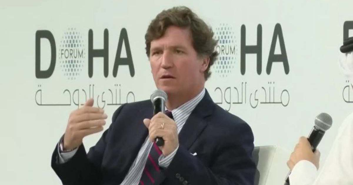 Tucker Carlson announced at the Doha Forum 2025 on Sunday, December 7, that he was going to buy a house in Doha the very next day (Screengrab/DRM News/YouTube)