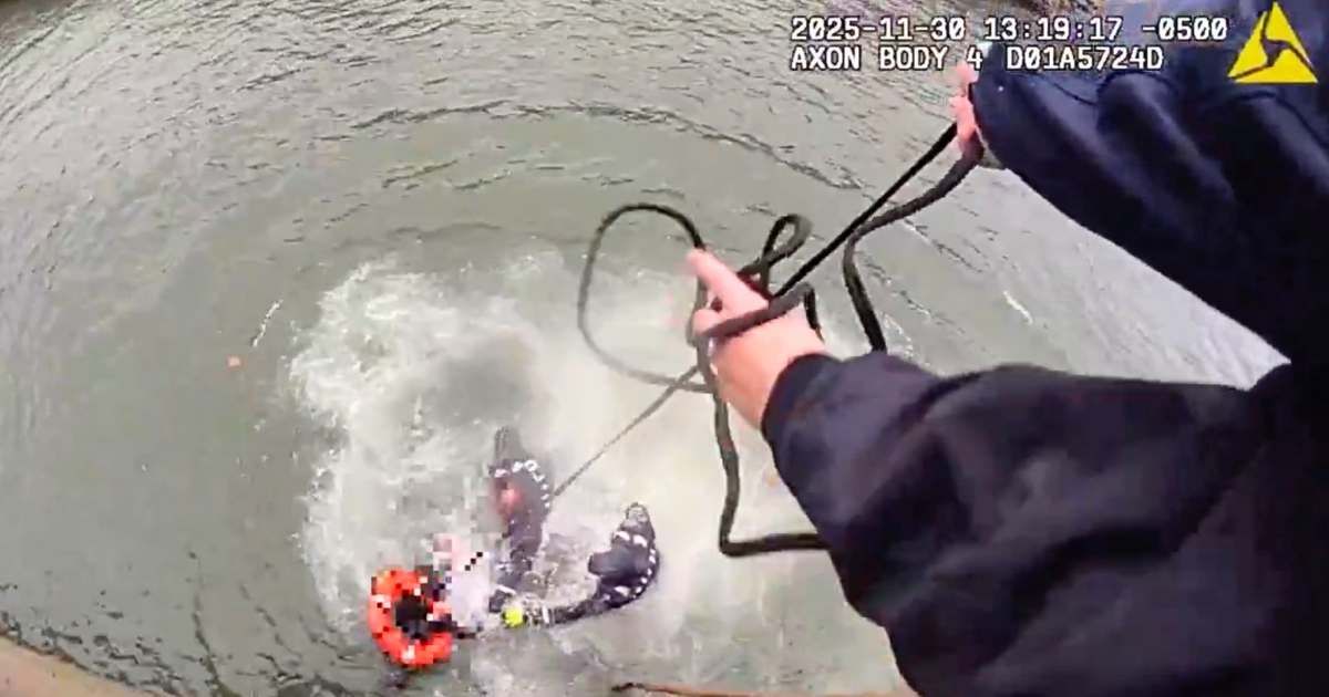 A viral video shows two gutsy NYPD officers diving headfirst into the freezing East River after spotting a 67-year-old man flailing helplessly near a busy Brooklyn shoreline (NYPD)