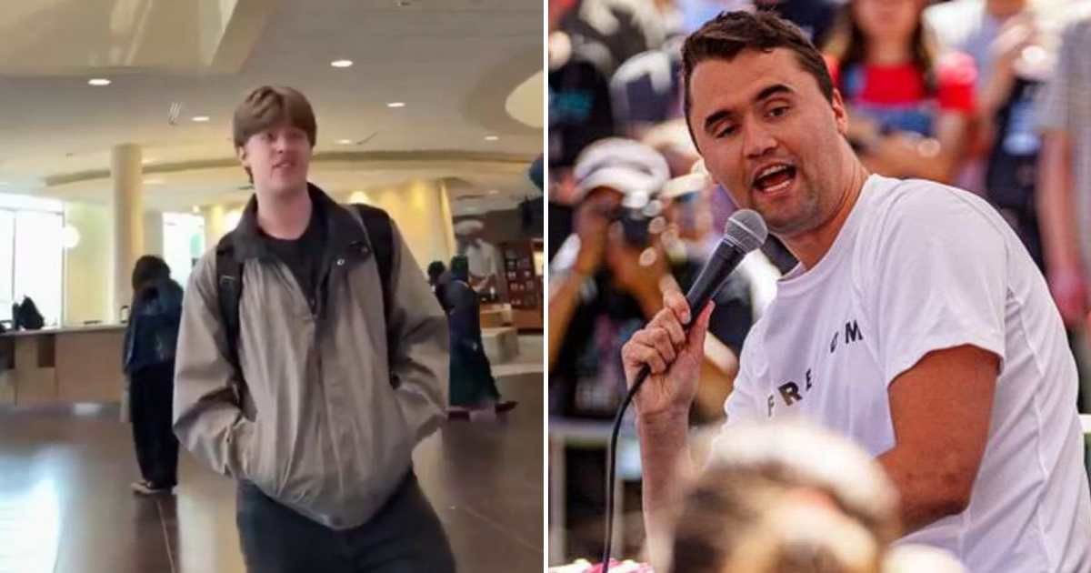 The members of Turning Point USA caught on video a student defending conservative activist Charlie Kirk's killing, and at times celebrating it, at a small private college in Minnesota (@FrontlinesTPUSA/X, Getty Images)