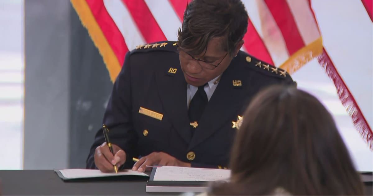 Police Chief Pamela Smith denied that her resignation was tied to Donald Trump’s National Guard deployment, even as federal oversight of MPD intensified in 2025 (Screengrab/wusa9)
