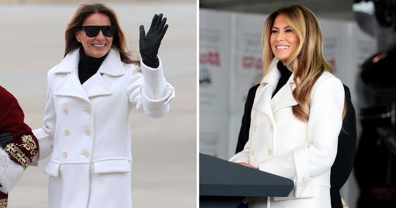 Melania Trump wows in sleek black-and-white ensemble during festive Quantico appearance