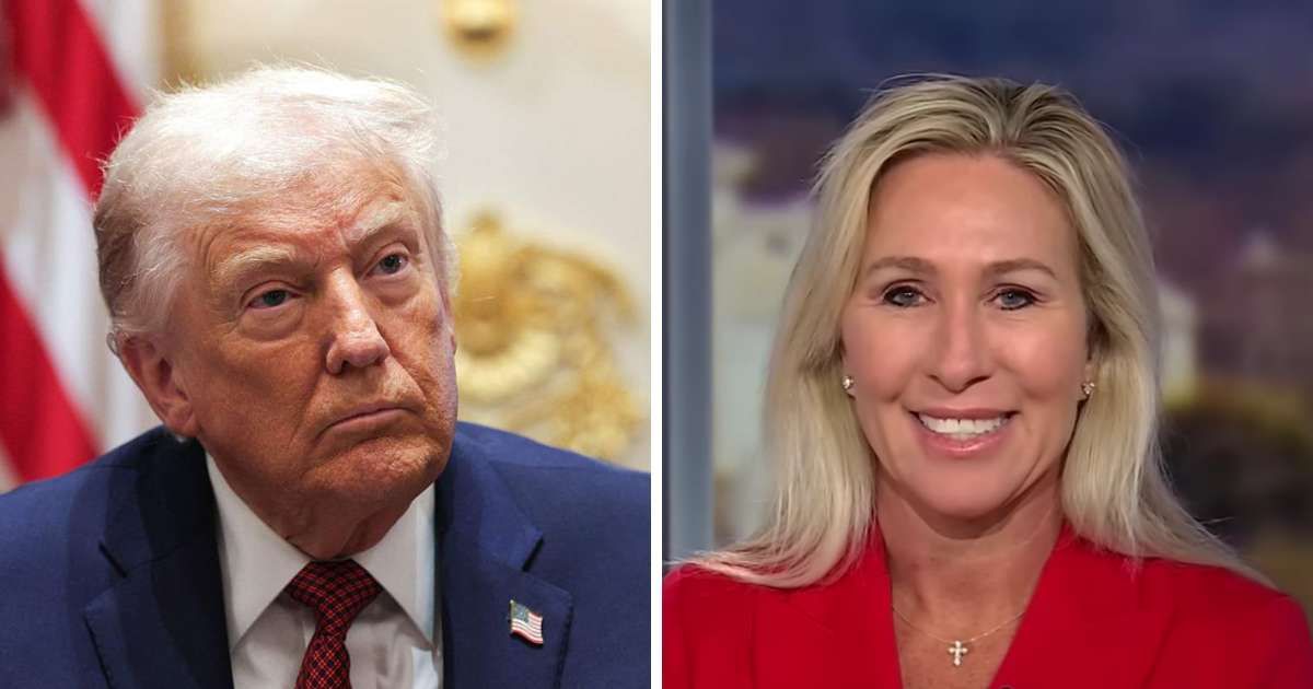 Marjorie Taylor Greene intensified her feud with President Donald Trump, using media appearances to push back against his attacks (Screengrab/CNN/YouTube, Getty Images)