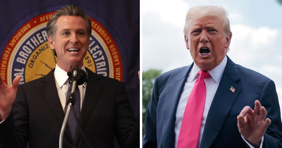 Gavin Newsom said his son Dutch accidentally dialed Donald Trump while searching for YouTuber Jimmy Donaldson’s number (Getty Images)
