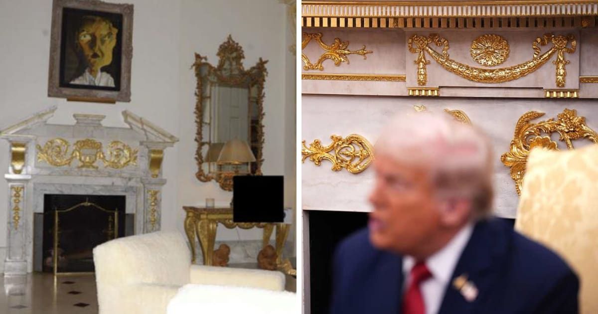 In December 2025, Occupy Democrats shared a graphic comparing Donald Trump’s White House decor with Jeffrey Epstein’s Manhattan home (Screengrab/Occupy Democrats/Facebook, Getty Images)