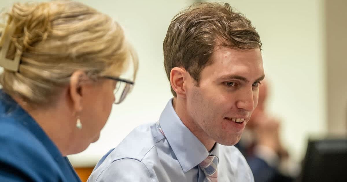 Attorney Kathryn Nester, left, speaks to Tyler Robinson, who is accused of fatally shooting Charlie Kirk, during a hearing, Thursday, Dec 11, 2025, in Fourth District Court in Provo, Utah (Rick Egan/The Salt Lake Tribune via AP, Pool)