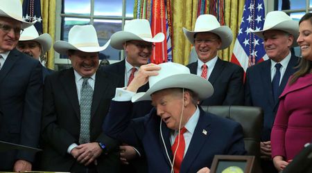 Trump smiles as he wears hat gifted by ‘Miracle on Ice’ Olympic hockey team