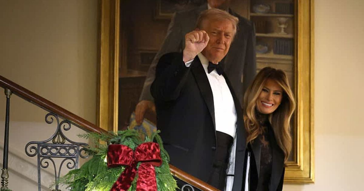 Melania Trump joked that Donald Trump may 'take over' Christmas next year while addressing the crowd on Friday, December 12 (Alex Wong/Getty Images)