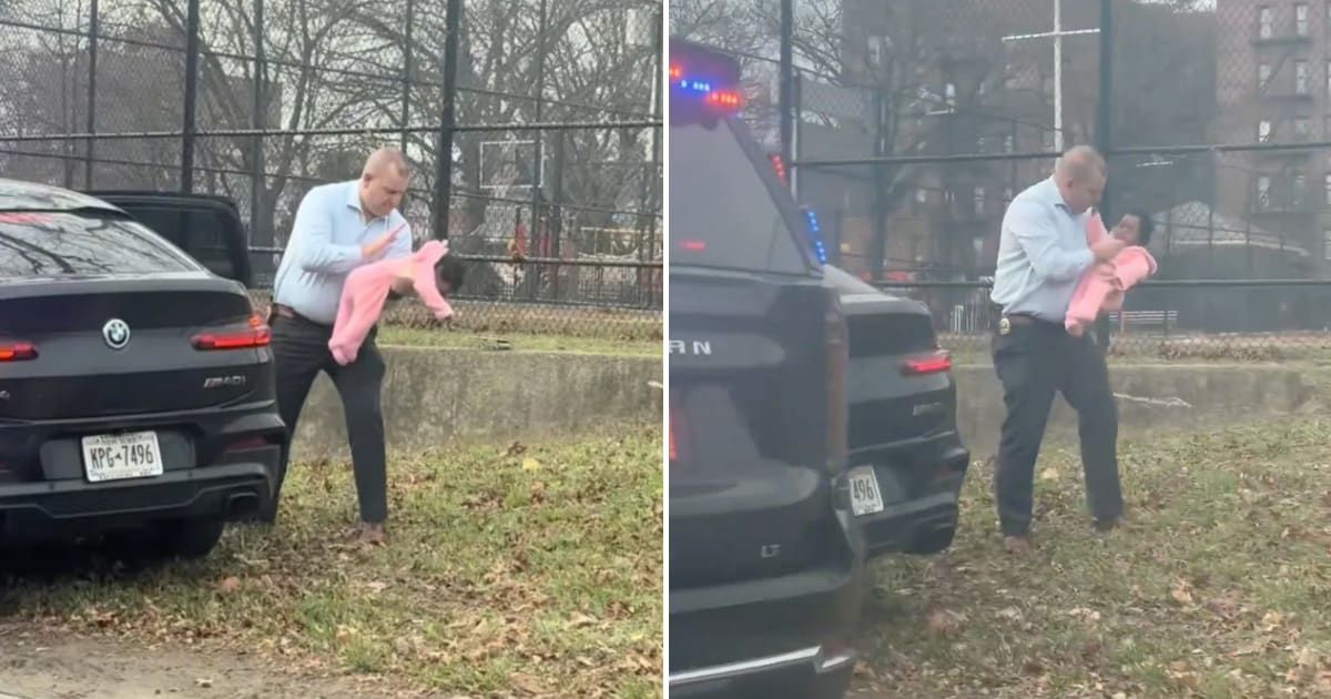 NYPD Detective First Grade Michael Greaney saved an eight-month-old baby girl after spotting her choking on a Bronx roadway (@CollinRugg/X)