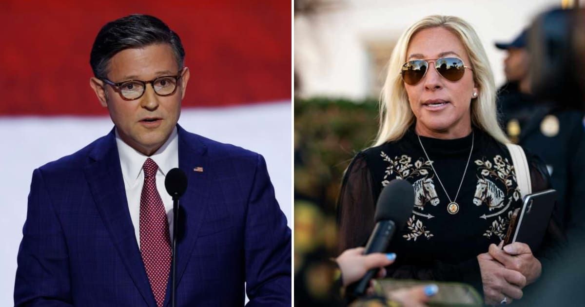 Sources close to MTG have said that she is discreetly reaching out to Republican colleagues, gauging support to trigger a vote that could remove Speaker Mike Johnson from the chair (Al Drago/Getty Images, Chip Somodevilla/Getty Images)