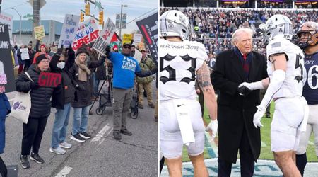 Protests erupt outside Army-Navy game as Trump attends in Baltimore