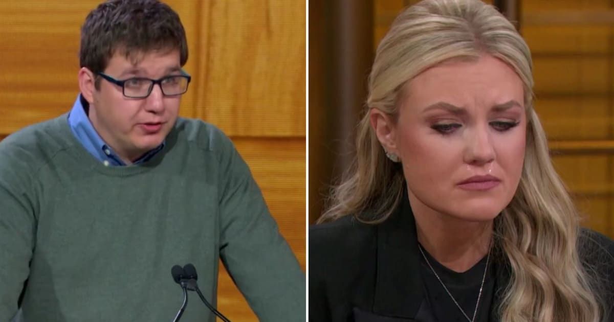 Hunter Kozak, a self-described ‘progressive’, attended the CBS News town hall event and questioned Erika Kirk about the president (@JackPosobiec/X)