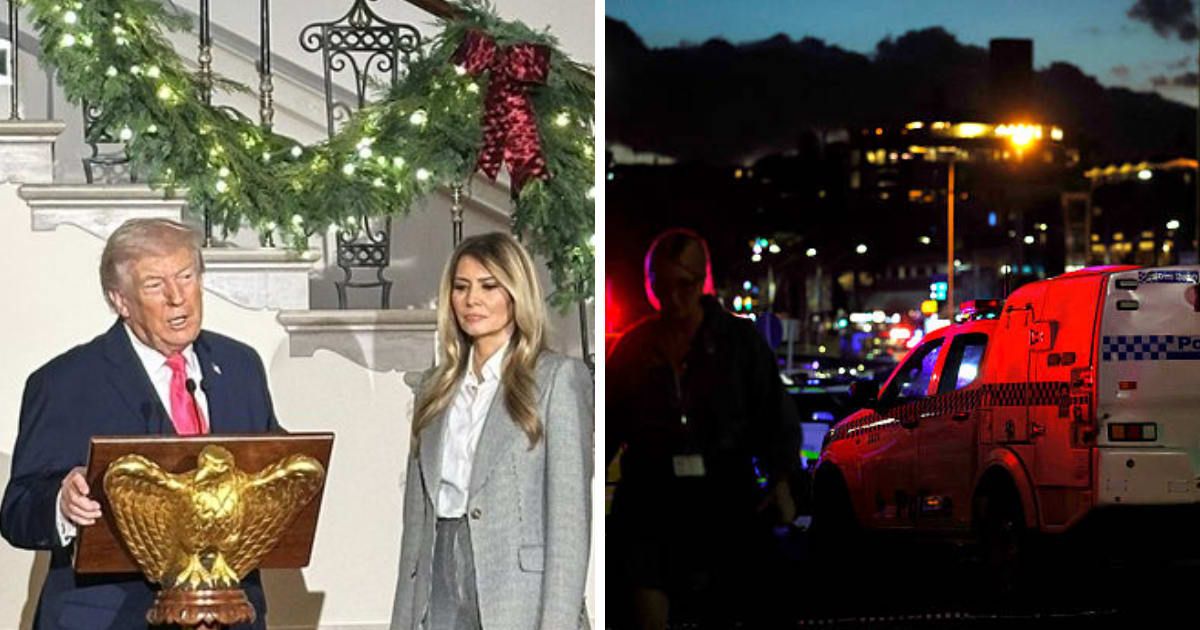 Speaking at a White House Christmas reception, President Donald Trump urged Jewish Americans to celebrate Hanukkah proudly despite the violence in Australia (IG/@melaniatrumprofile, Darrian Traynor/Getty Images)