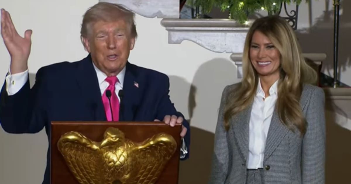 Donald Trump joked about his golf skills while introducing Bryson DeChambeau as he compared his own drives to the champion, admitting that the latter hit longer (Fox News/Screengrab)