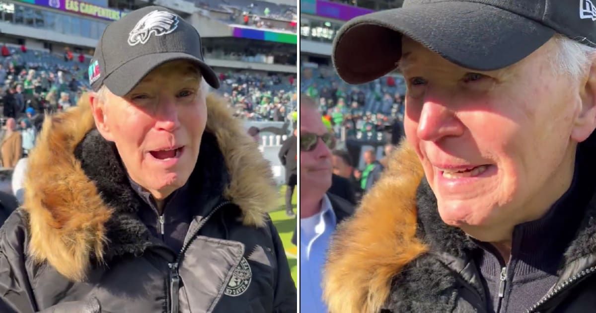 “Joe Biden attended the Philadelphia Eagles vs Las Vegas Raiders game at Lincoln Financial Field on Sunday, December 14 (Screenshot/John Clark/X)