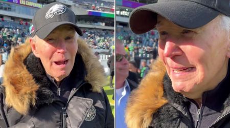 Biden mumbles to reporters at Eagles-Raiders game in Philadelphia