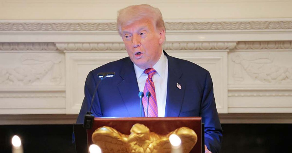 President Trump used a White House Hanukkah reception Tuesday night to air concerns that Congress is becoming antisemitic (Anna Moneymaker/Getty Images)