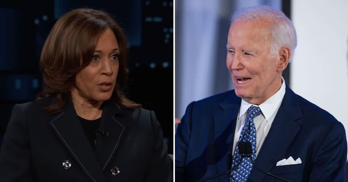 On 'Jimmy Kimmel Live!' Kamala Harris explained that the White House avoided pressuring the DOJ and stressed 'absolute separation' in decision-making (Jimmy Kimmel Live/YouTube, Getty Images)