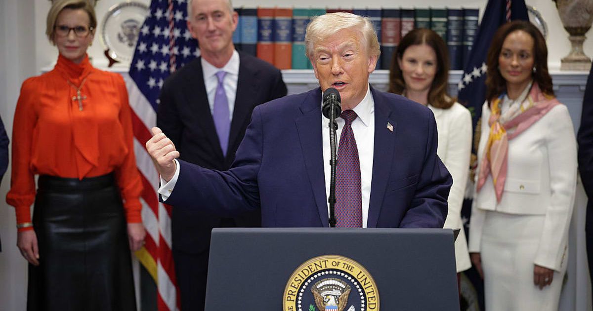 Donald Trump argued that cutting federal roles caused the uptick in unemployment, saying, 'Millions of people had jobs they didn’t show up for' (Alex Wong/Getty Images)