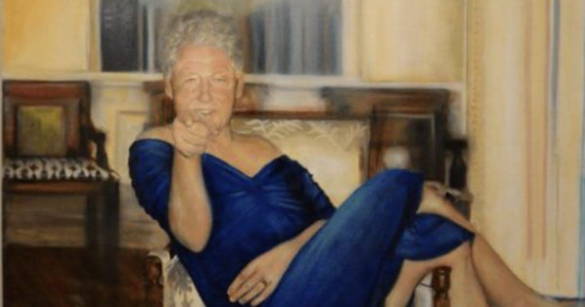 Bill Clinton blue dress painting was displayed in Jeffrey Epstein’s Manhattan home (DOJ)