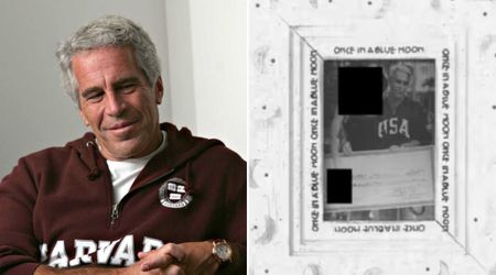 Epstein pictured holding giant novelty check with Trump signature