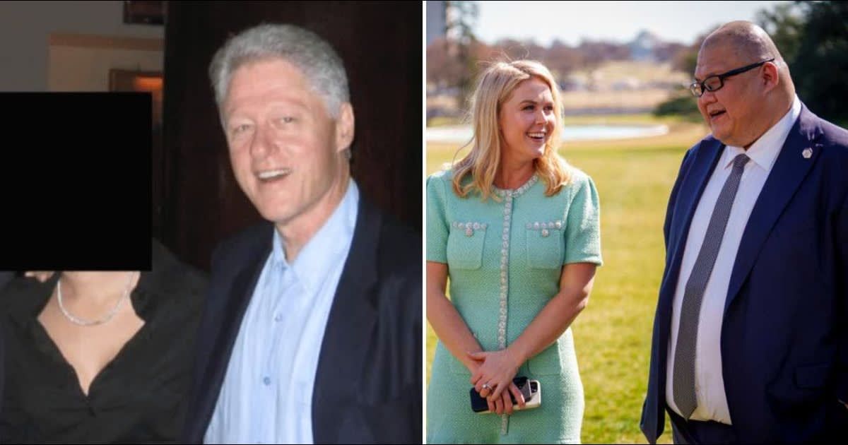 After the Justice Department released thousands of documents linked to Epstein, Steven Cheung and Karoline Leavitt drew attention to images of former President Bill Clinton (DOJ, Getty Images)