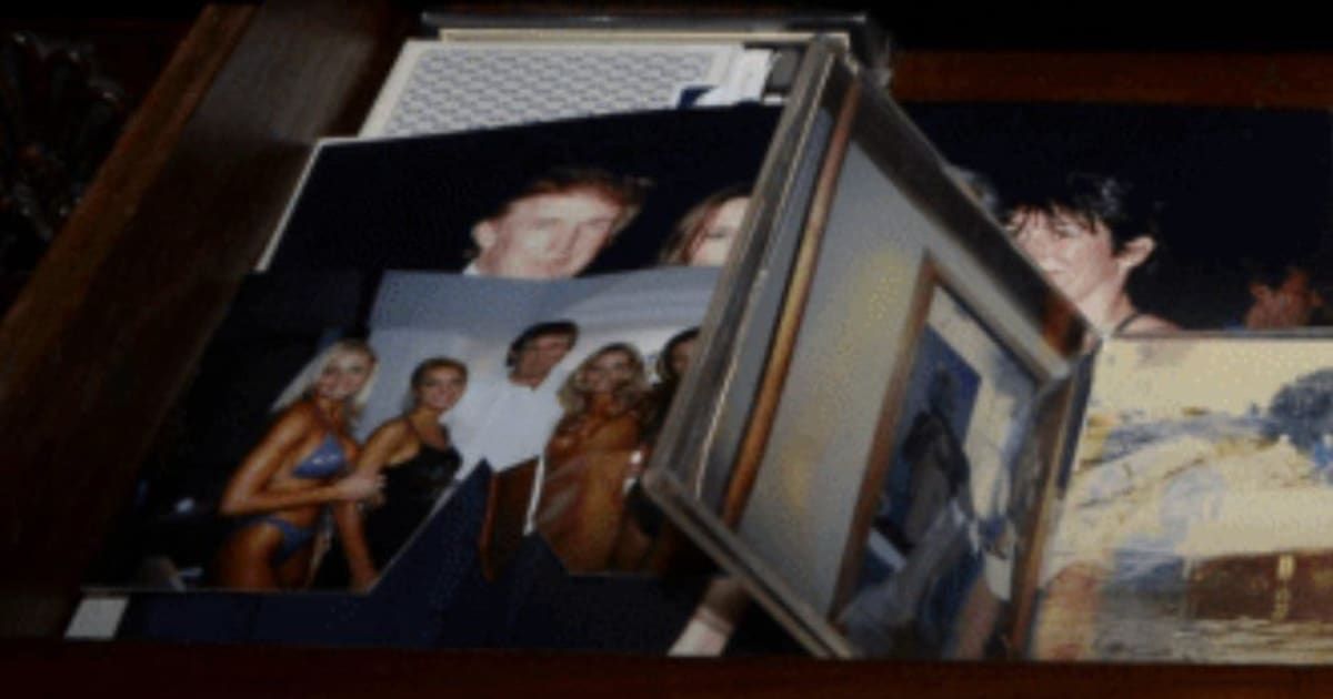 An untouched photo of Donald Trump with women in Epstein files has gone viral on the internet (@SpencerHakimian/X)