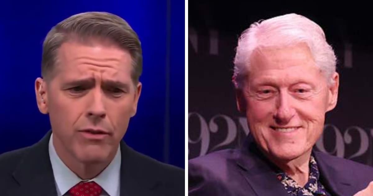 Scott Jennings cited photographs included in the release that showed Clinton in the company of Epstein and his close associate Ghislaine Maxwell (Screengrab/@MarioNawfal/X, Getty Images)