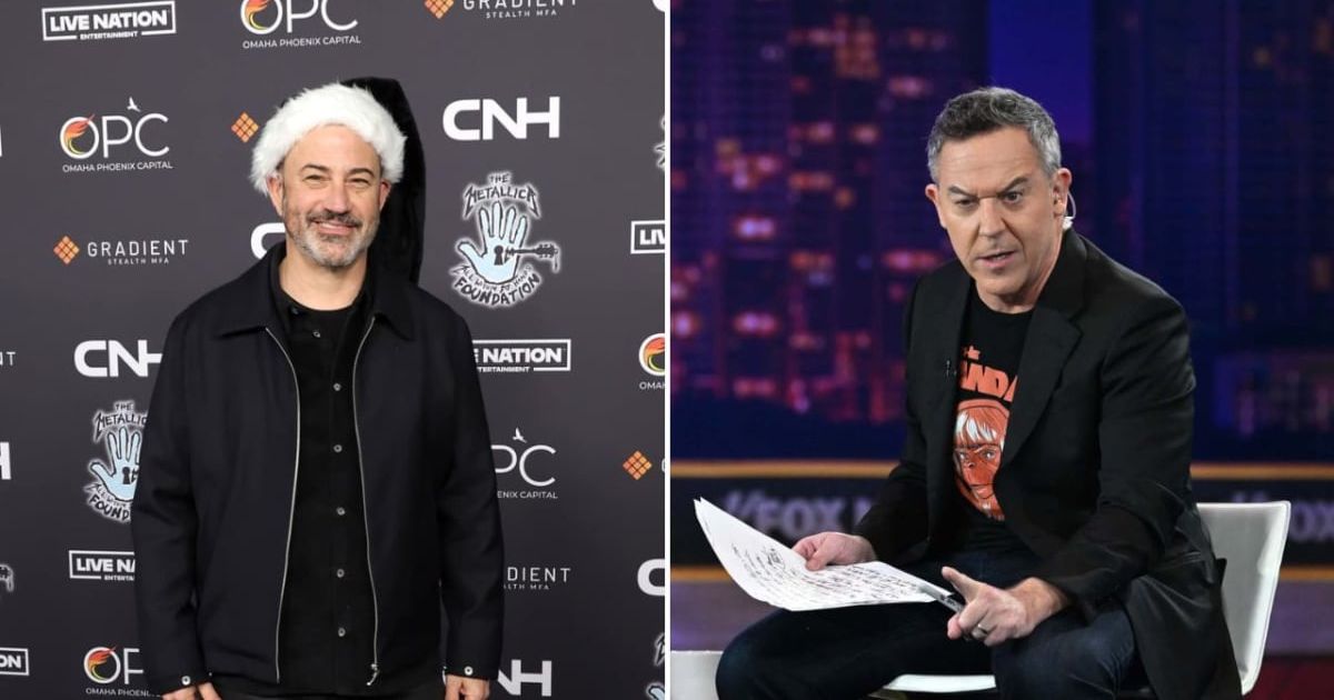 Greg Gutfeld criticized Jimmy Kimmel over comments he made about Charlie Kirk’s death during a conversation at Turning Point USA’s AmericaFest 2025 (Getty Images)