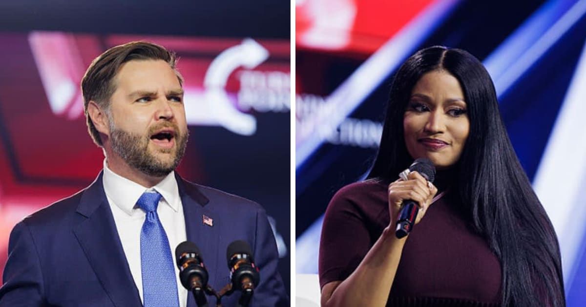 Minaj suffered an onstage gaffe while speaking about Vance at the TPUSA event (Getty Images)