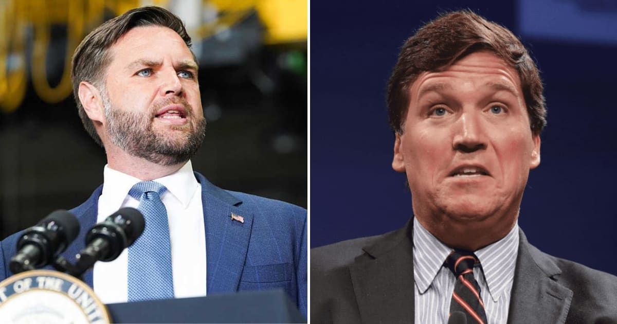 JD Vance defended Tucker Carlson, saying he is 'not going to get into the business of throwing friends under the bus' (Getty Images)