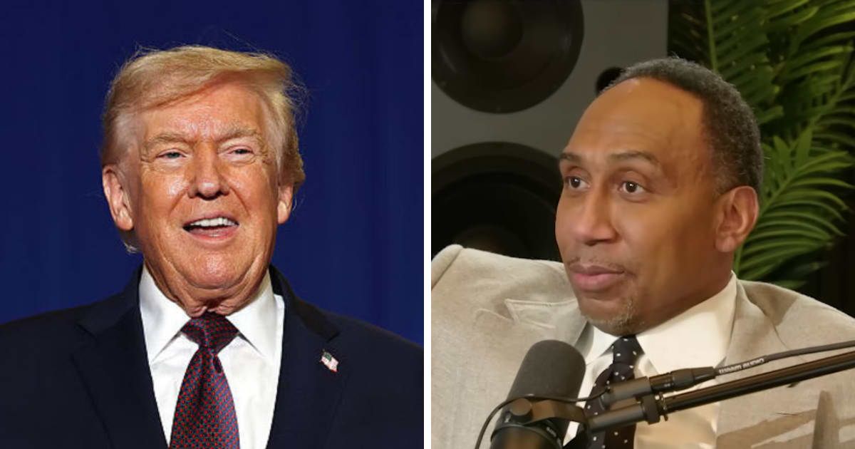 Stephen A. Smith discusses Donald Trump’s legal challenges, blaming Democrats for political prosecution (Screengrab/Joe and Jada/YouTube, Getty Images)