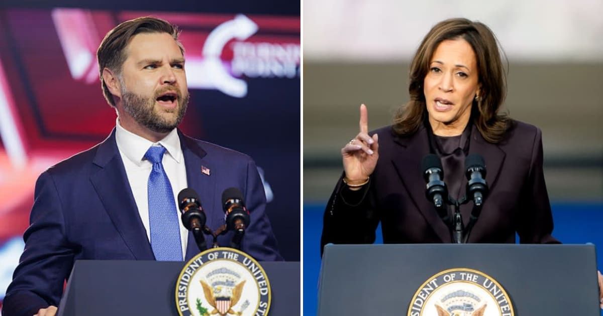 JD Vance took jabs at the Biden administration and Kamala Harris during his speech at Turning Point USA's AmericaFest event on Sunday, December 21 (Caylo Seals/Getty Images, Kent Nishimura/Getty Images)