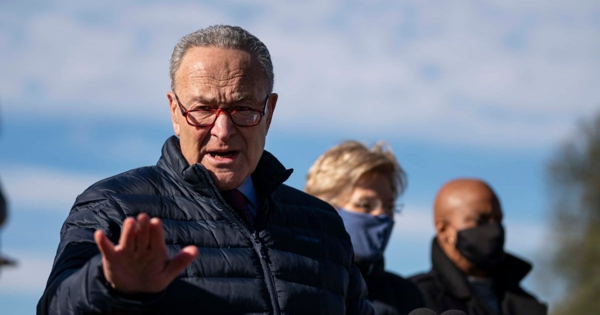 'Who are these 10 co-conspirators? Why haven’t we seen those memos? Where are the grand jury records? Where are the FBI records?' Chuck Schumer asked in a post on X on Tuesday, December 23 (Getty Images)