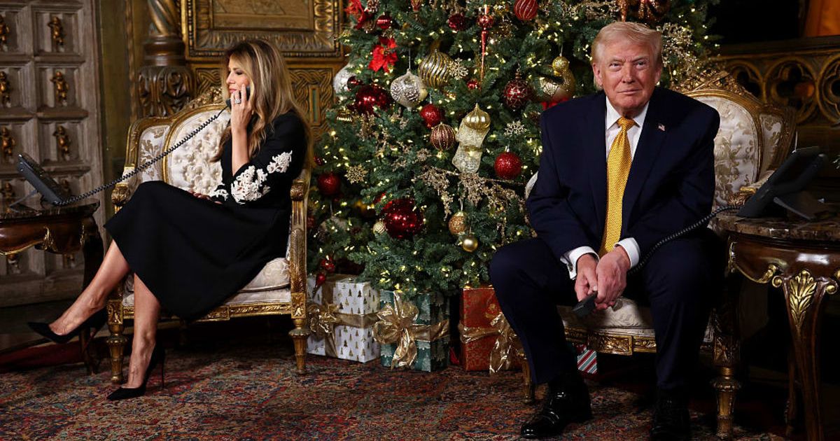 Donald Trump and Melania Trump called children while participating in the NORAD Santa Tracker on Christmas Eve (Tasos Katopodis/Getty Images)