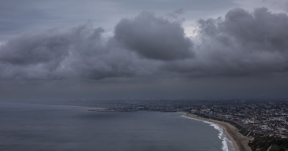Heavy clouds were seen over Manhattan Beach, Redondo Beach, and Torrance on Tuesday, December 23, in Palos Verdes, California (Apu Gomes/Getty Images)
