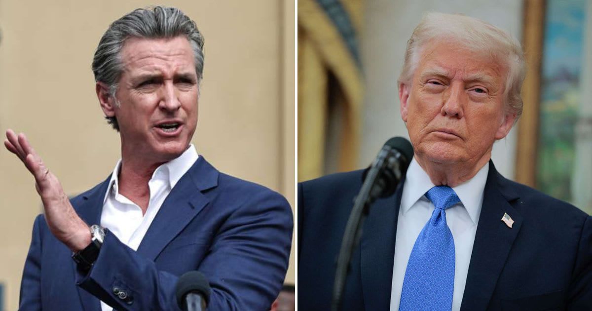 California Gov Gavin Newsom shared a Christmas Eve video mocking redactions in the Jeffrey Epstein files while targeting Donald Trump (Getty Images)