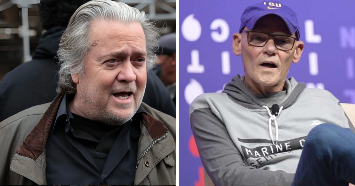 James Carville issued the challenge on his 'Politics War Room' podcast, saying that he was ready to face conservative audiences, including at Charlie Kirk's Turning Point USA (Getty Images)