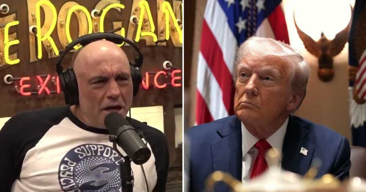 Podcaster Joe Rogan criticized President Donald Trump's remarks about the death of Hollywood director Rob Reiner (@OfTheBraveUSA/X, Andrew Harnik/Getty Images) 