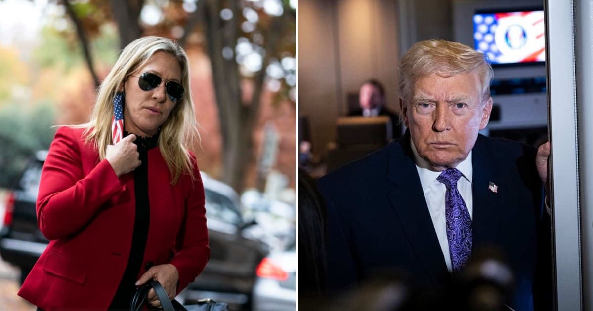 Marjorie Taylor Greene criticized Donald Trump’s meetings with foreign leaders during ongoing global conflicts (Getty Images)